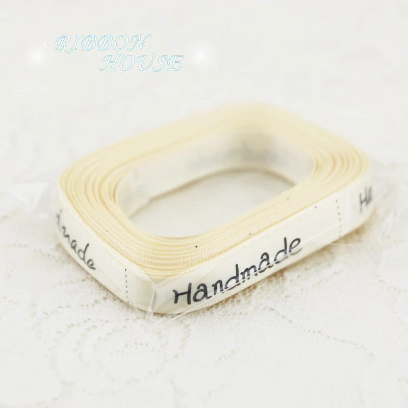 Picture 7: (25 yards/lot) 10mm White printed Handmade ribbon colored romantic gift wrap ribbons