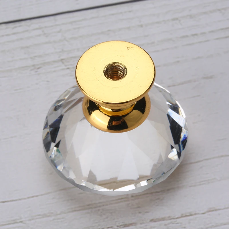 NAIERDI 40mm Diamond Shape Design Crystal Glass Knobs Cupboard Pulls Drawer Knobs Kitchen Cabinet Handles Furniture Handle