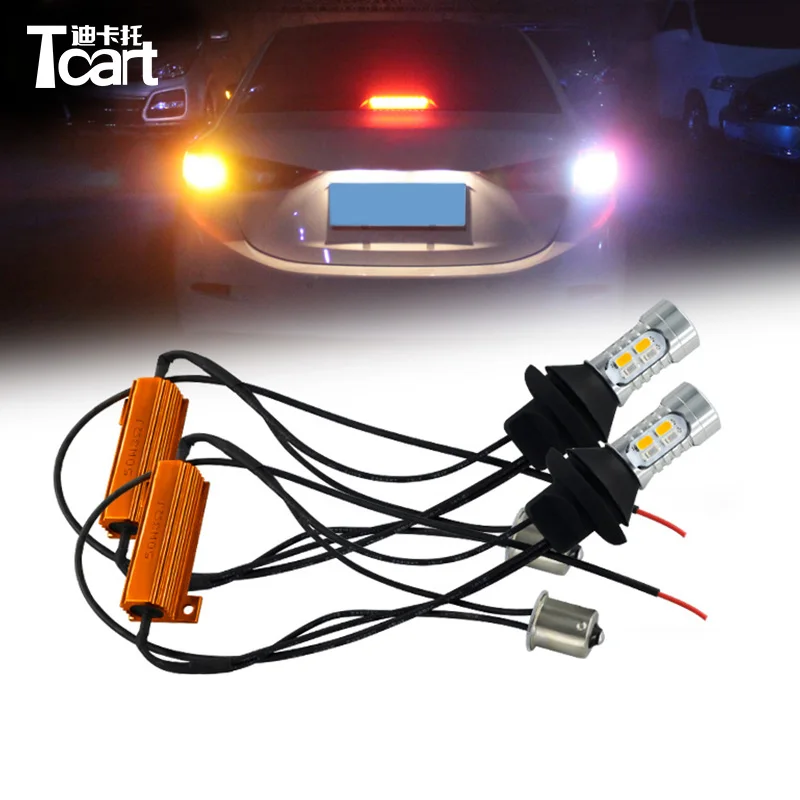 

Tcart 1Set Car brake light with rear turn signal light Auto Led Bulbs red+yellow Lamps WY21W 7440 For Infiniti FX37 FX 50 2011