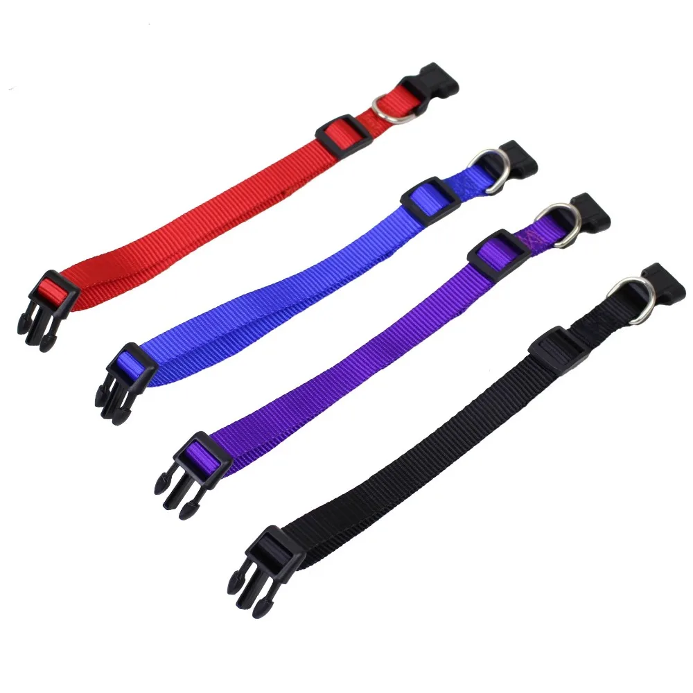 10 pcs/lot Wholesale Adjustable Nylon Webbing Pet Dog Collar Heavy Duty Quick Snap Buckle Red Black Collars for Small Dogs 20E