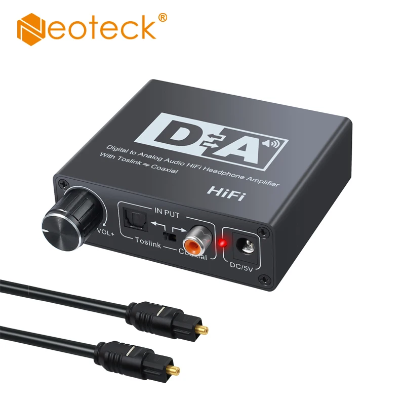 Neoteck 192 Khz Digitale Ad Analogico Aduio Converter Toslink Coassiale a L/R Toslink Coassiale 3.5 Millimetri Audio Dac per Amplificatori Adattatore