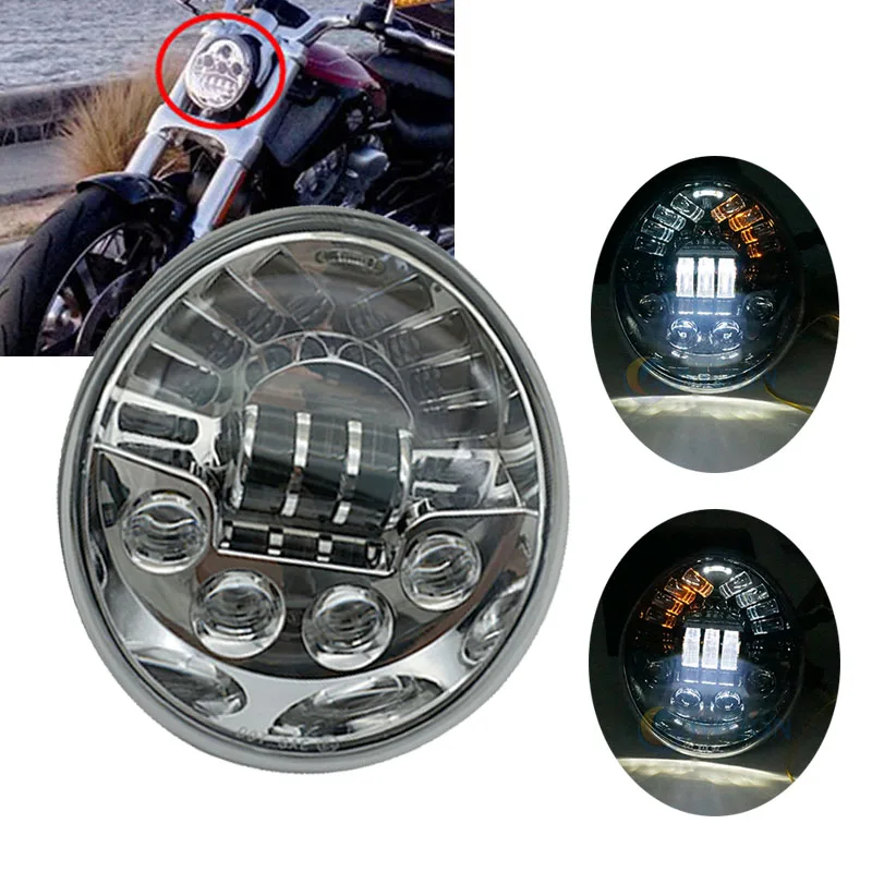 

LED Headlight For Harley Stree Rod - VRSCR Projector Headlamp Black Chrome Housing For Harley V Rod VROD VRSCA