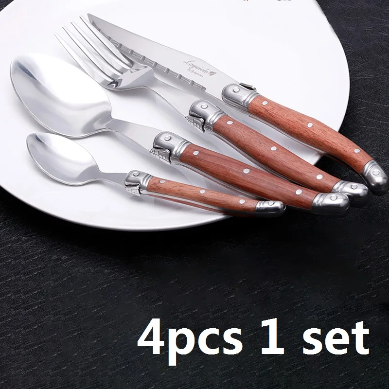 

4Pcs-24pcs Laguiole Steak Knives Fork set Stainless steel Japanese Cutlery Wood Dinner Knife and Forks Wooden Handle Dinnerware