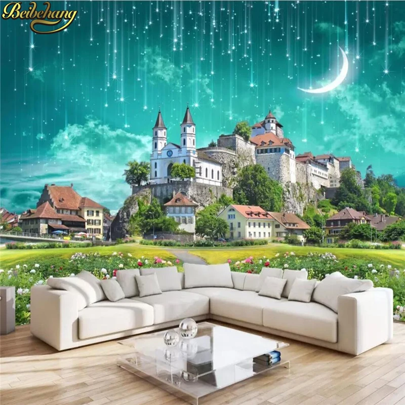 custom Fantasy castle meteor shower Photo Wallpaper Painting Large Wall Mural Wallpaper Hotel Living Rom Wall Covering Stickers