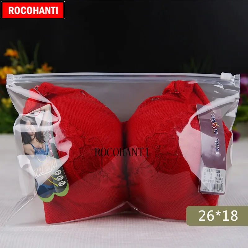 100X Custom Logo Printed One Side Clear Frosted Transparent Plastic Bag With Ziplock Slider for Apparel Gift Packaging Bag