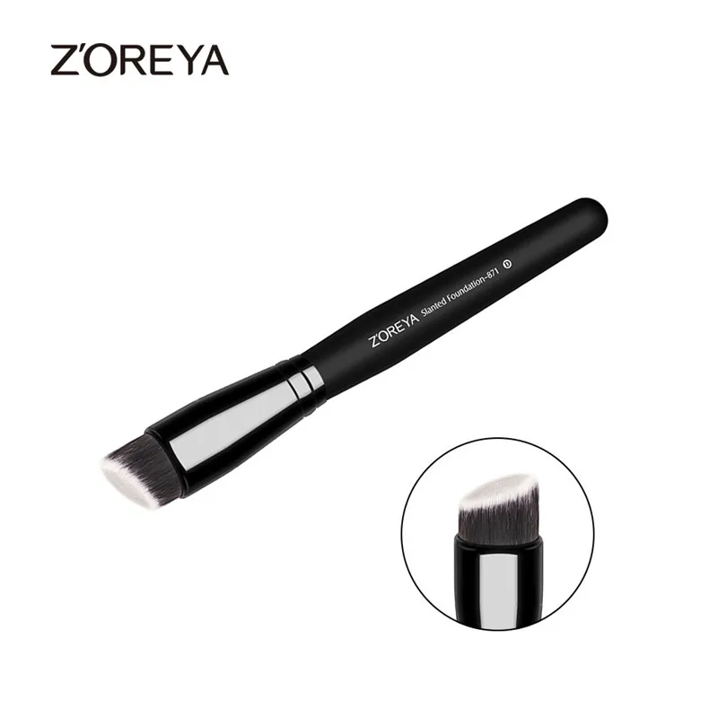 

ZOREYA Brand Slanted Foundation Brush Incredibly Soft And Smooth Synthetic Hair Cosmetic Tools With Classic Black Wooden Handle