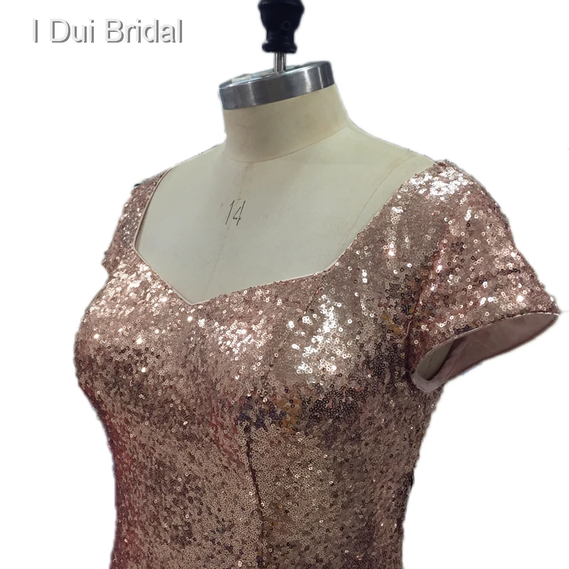 Badgley Plus Size Paillettes Abiti Da Damigella D'onore Guaina Champagne Rose Gold Wedding Damigella D'onore Fabbrica Custom Made