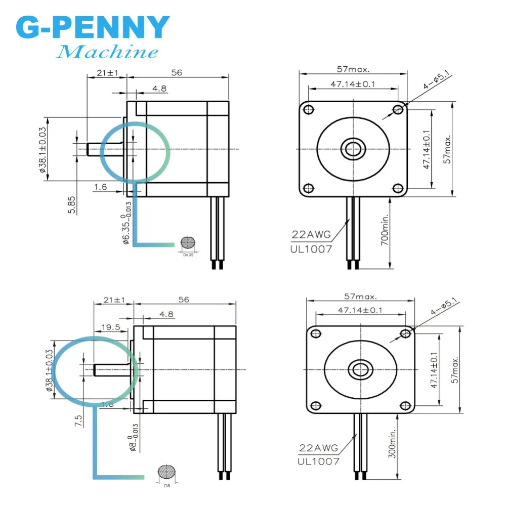 G-Penny Stepper motor 57x56 NEMA 23 3A 1.26N.m stepping motor 180Oz-in CNC engraving milling machine 3D printer