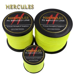 Linha de Pesca Fluorescente Amarela Hercules-PE, Cabo de Pesca Multifilamento, Forte 4 Vertentes, 100m, 300m, 500m, 1000m, 1500m, 2000m