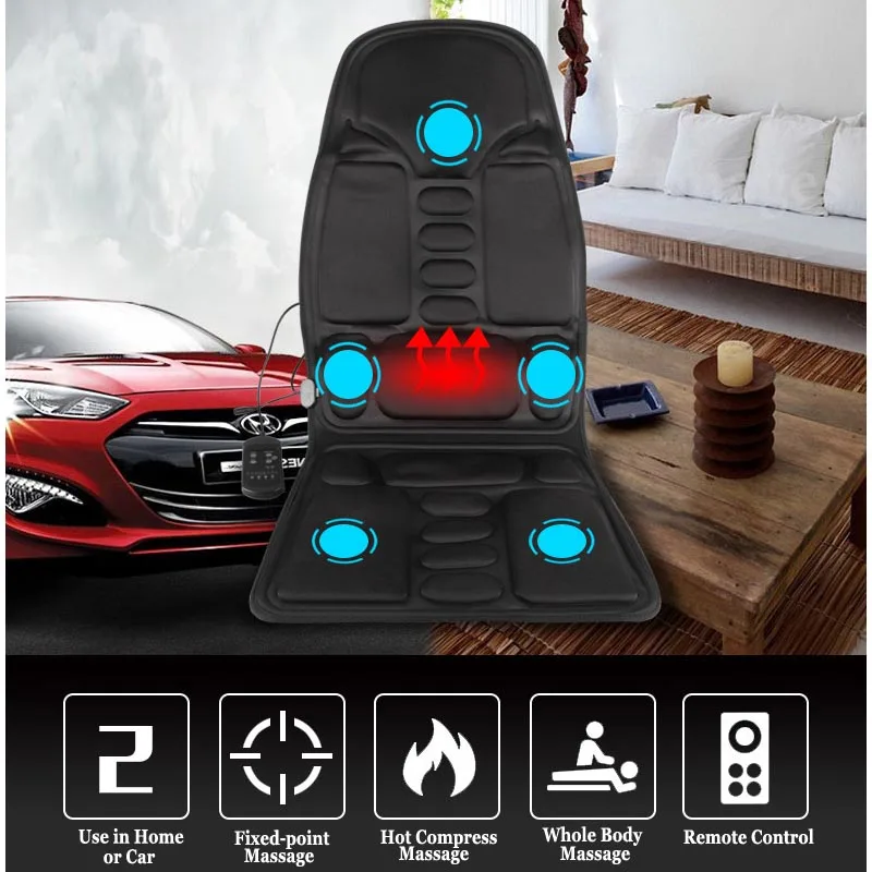 Heated Back Massage Seat For Car Home Office Heat Vibrate Cushion Back Neck Massage Chair For Relaxation