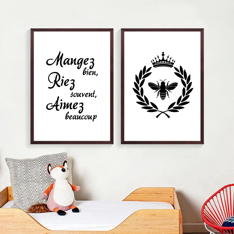 French Style Napoleonic Bee Canvas Art Print and Poster , Modern French Version Love Quote Canvas Painting Home Art Wall Decor