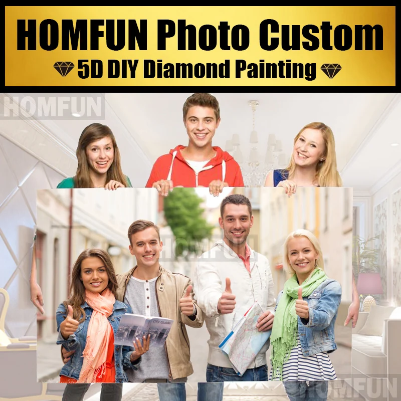 HOMFUN Photo Custom Diamond Painting Cross Stitch Full Square Rhinestone 3D DIY Diamond Embroidery Diamond 5D Home Decor