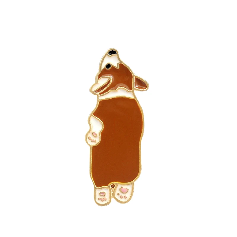 Cartoon Cute Dog Metal Enamel Brooch Stupid Lazy Dog Badge Pin Optimist Trendy Dress Backpack Jewelry Accessories Gift