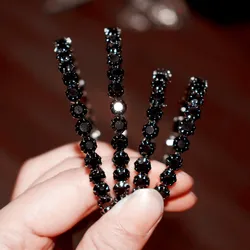 Hot Sale Shiny Black Crystal Hoop Earrings for Women Fashion Jewelry Bohemian Big Circle Collection Earrings Accessories