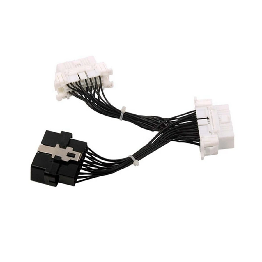 Quality A Newest OBD 2 Y Splitter Extension Cable OBD2 16PIN Male to Female ELM327 Electronic Wire Connector