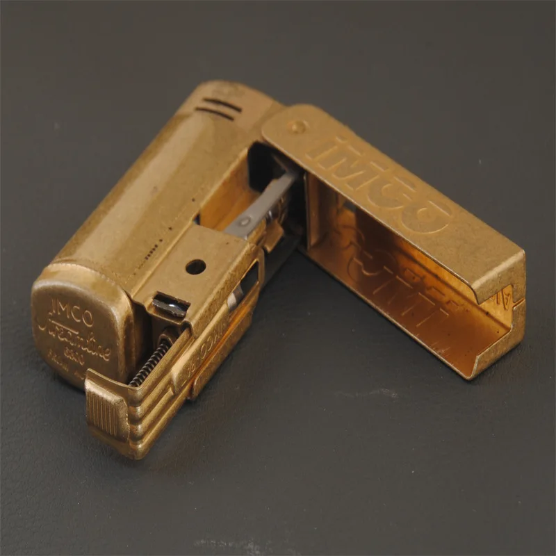 IMCO Gasoline Lighter Brass Material Windproof Retro Oil Liquid Men Cigarette Lighter Gift 58*31*12mm 38g