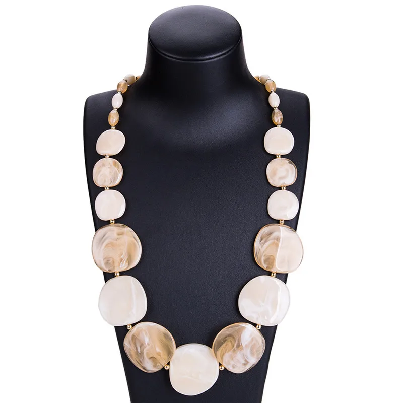 أحمد-عقد أكريليك مع قلادة هندسية للنساء ، مجوهرات ربيعية طويلة مع خرز ملون ، تصميم جديد