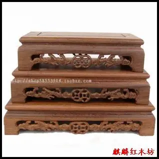 Kylin rosewood handicraft teapot rectangular wings Wood Vase jade agate base saucer shelf value