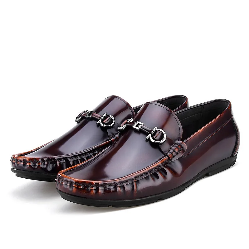 

Fashion Wine Red / Black Moccasin Shoes Mens Summer Drive Shoes Patent Leather Flats Loafers Mens Casual Shoes