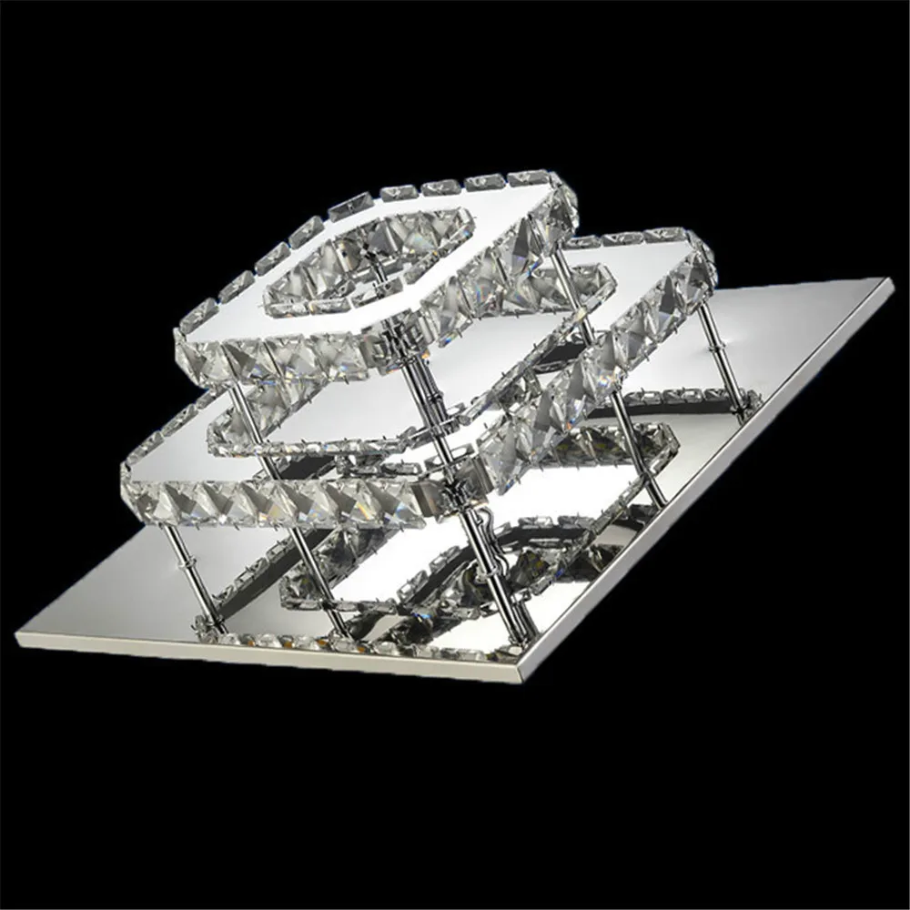 AC100-240V Modern Crystal Lamp LED Ceiling Light Stainless Steel Dining Room Bedroom Living Room Lamps Art Deco Gome Lighting