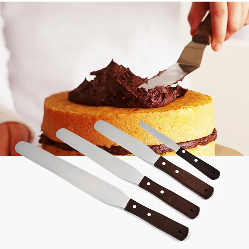 New 4/6/8/10 inch Stainless Steel Cake Spatula Butter Cream Icing Frosting Knife Smoother Kitchen Pastry Cake Decoration Tools