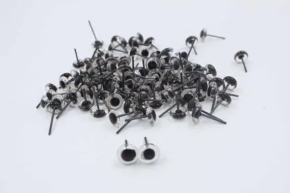 100pcs 3-12mm Clear Glass Eyes On Wire Toy Teddy Eyes Puppets Doll