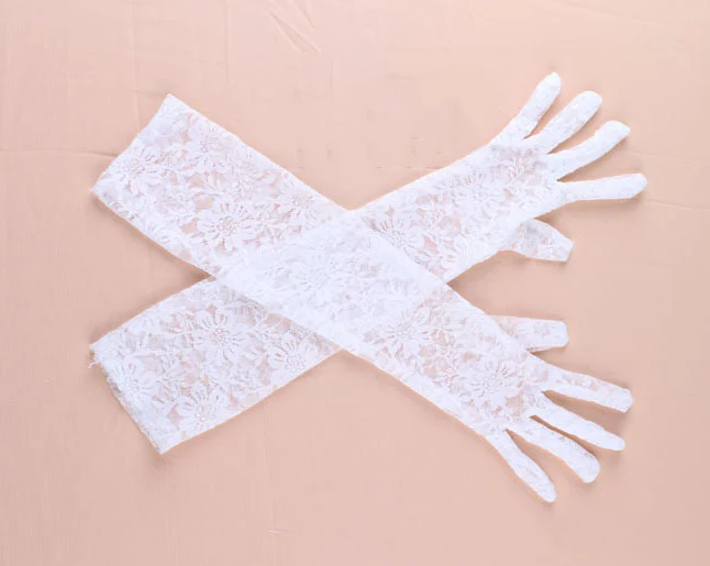 High Quality New Fashion Lace Sequins Elbow Bridal Wedding Gloves White Luxury Sexy Bridal Gloves Fingerless Wedding Accessories