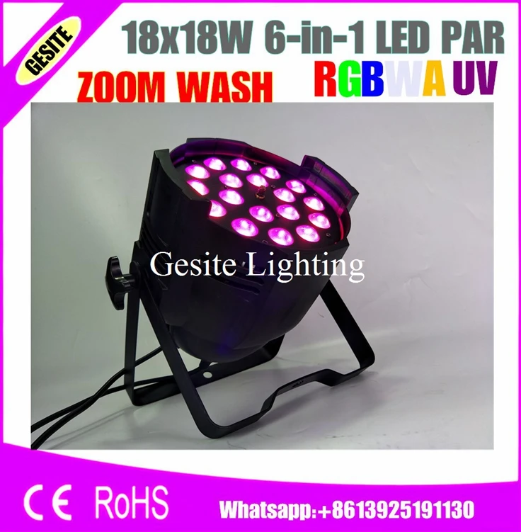 

6pcs/lot New 18x18W RGBWA UV 6IN1 Led Zoom Par Light DMX 7/11 Channels Taiwan Tianxin Leds CE ROHS Indoor 4 Led Digital Display