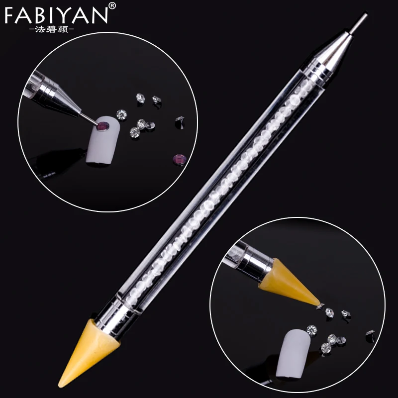 

Dual-ended Nail Art Wax Dotting Pen Picking Up Rhinestone Crystal Bead Gem Brush Manicure Tool Self-Adhesive Tips Acrylic Gel UV