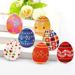 Fashion Egg Craft 50PCS 24*31MM Mixed BeautifulWooden Buttons Easter Eggs Painting 2 Hole Fit Sewing DIY Scrapbooking Craft