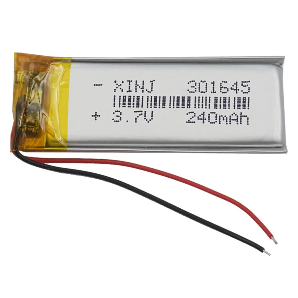 3.7V 240 mAh 301645 Polymer Rechargeable Li Lithium Lipo Battery Cell For Mp4 Headphones Record Pen Driving Recorder DIY