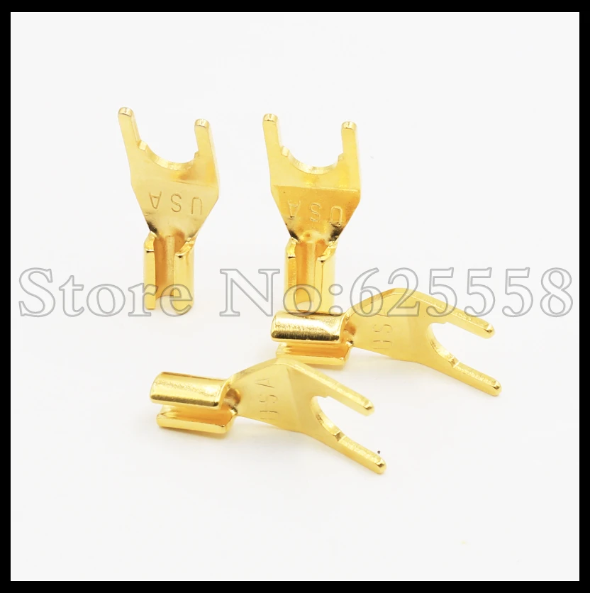 

8pcs High Quality Gold Plated Spade Plug Speaker Cable Spade Connector Terminal Plug