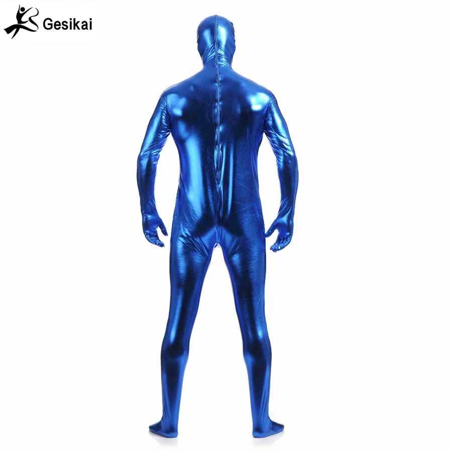 Metallic Costumes  Open Eyes Catsuit Sexy Unisex Zentai Full Body Jumpsuit Halloween Party Dress One-piece Plus Size 3XL