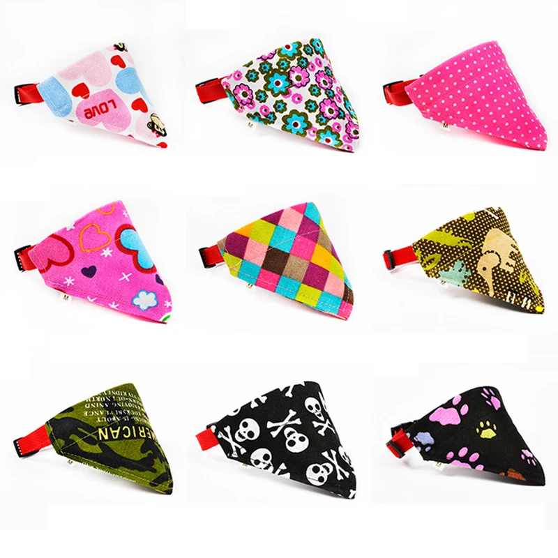 1Pc Cute Lovely Pet Dog Canvas Scarf Collar Adjustable Puppy Triangular Bandage High Quality Pet Cat Tie Collar XS-XL 9 Colors