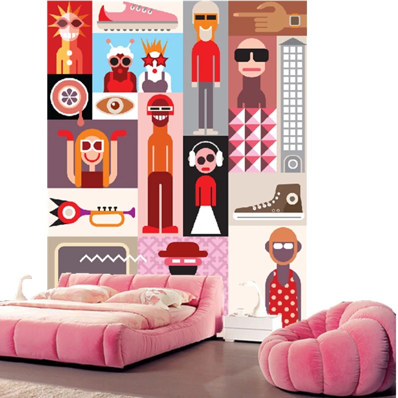 Custom papel de parede infantil, creative cartoon characters for children's room living room TV backdrop waterproof wallpaper