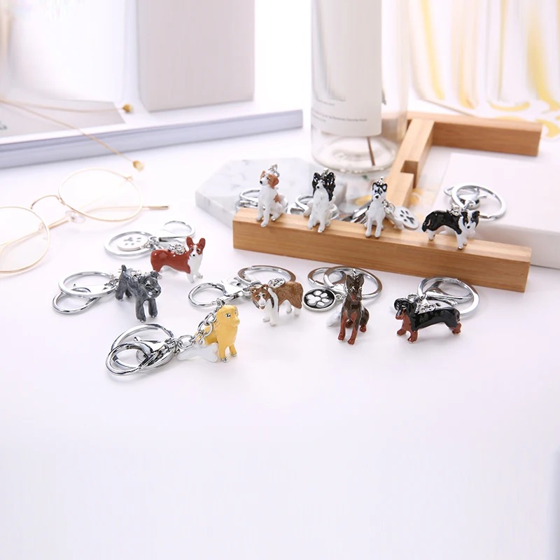 Keychain 2019 Fashion Jewelry  Dog lovers Dachshund Keychains bag Charm Animal  Car Keyring Best Gift for Men Women