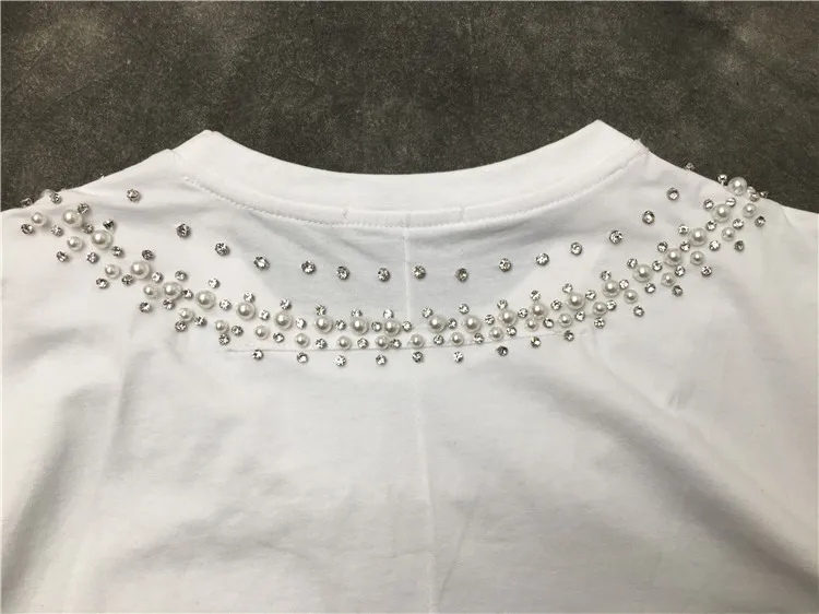 New 2019 Men gentleman handmade beaded hot drilling T Shirts T-Shirt Hip Hop Skateboard Street Cotton T-Shirts Tee Top kenye G18