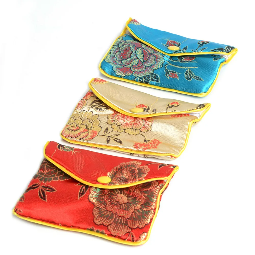 Silk Purse Pouches for Packaging, Mini Wallet Coins Bag, Wedding and Birthday Party Favor Gift Bags, Mix Colors, 8*6.5cm, 36Pcs