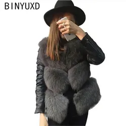 BINYUXD Winter jacket  High quality Casaco de Inverno Mulheres Quentes Do Falso Fox Fur Vest Alta-Grade Jaqueta Colete Feminino