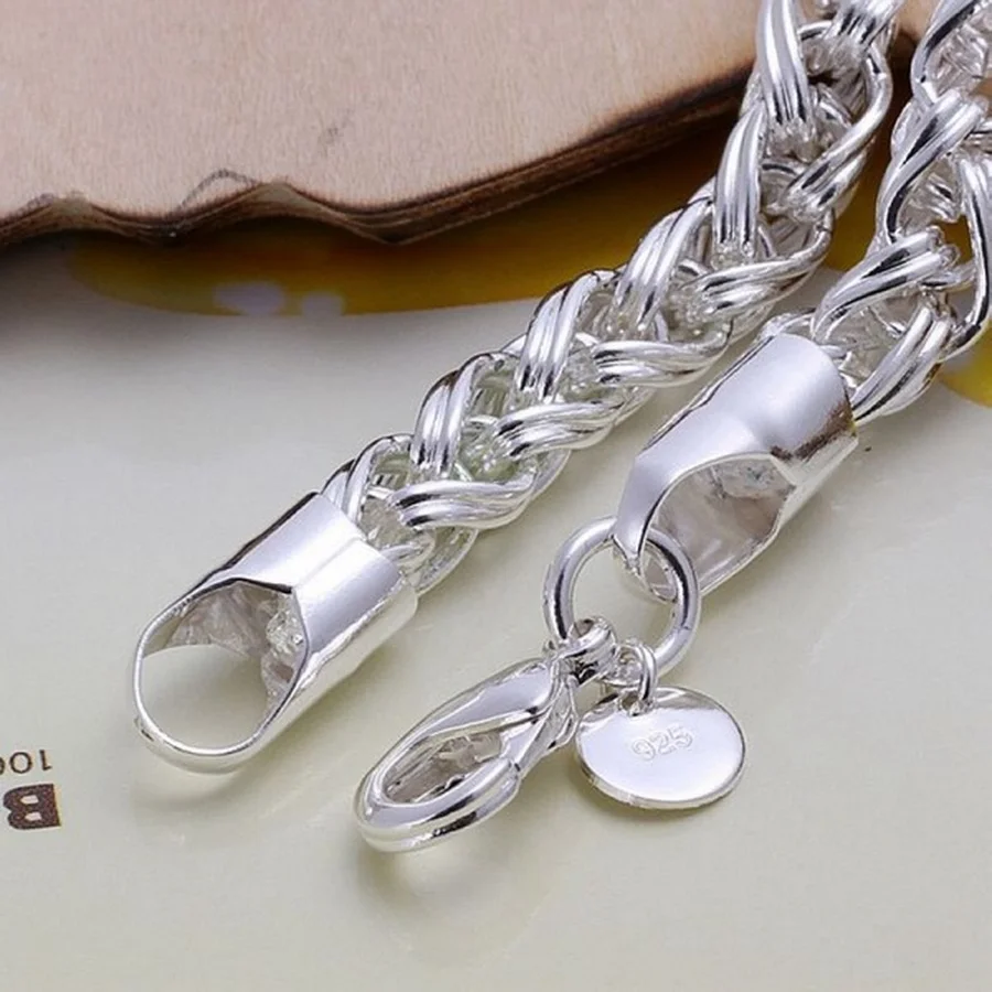 Wholesale Silver color Bracelets Jewelry chain women lady men 6mm 4MM high quality valentine gift beautiful factory price H070 - Image 3