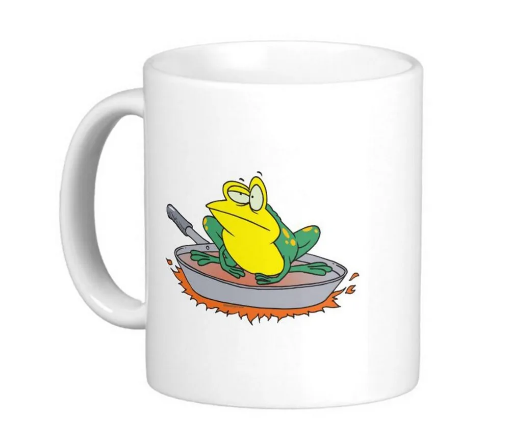 funny frog in a frying pan cartoon White Coffee Mugs Tea Mug Customize Gift By LVSURE Ceramic Mug Travel Coffee Mugs