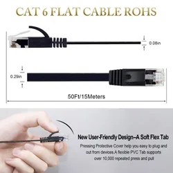 2ft 3ft 6ft 10ft 15ft 30ft 45ftCAT6 Flat Ethernet Cable RJ45 Lan Cable Networking Ethernet Patch Cord for Computer Router Laptop