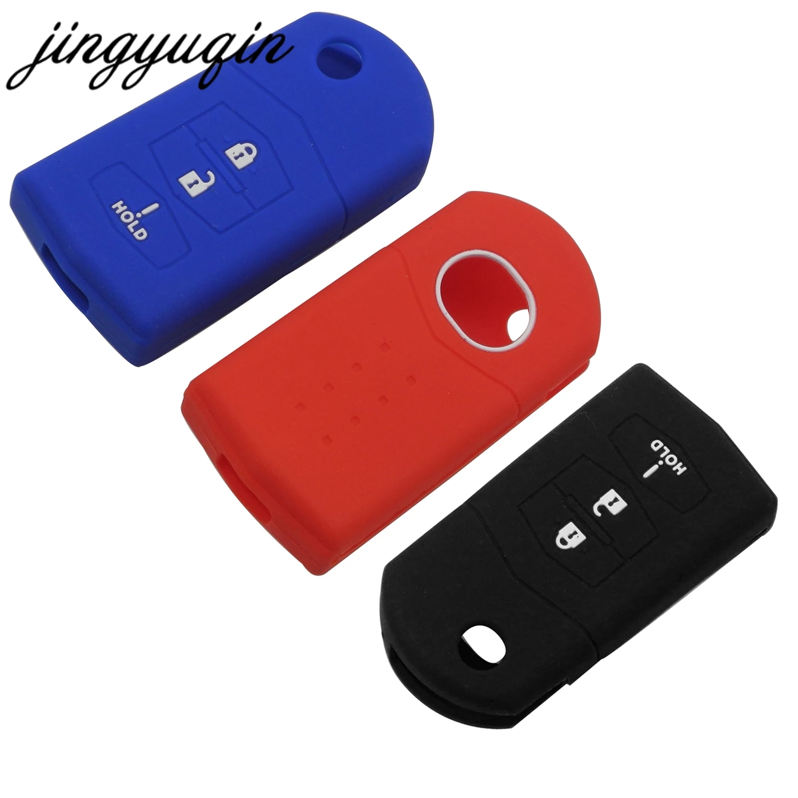 

jingyuqin 30pcs/lot Silicone Cover For Mazda 3 5 6 RX-8 MX-5 Miata CX-7 CX-9 05-13 Remote Folding Flip Key Fob Case 3 Button