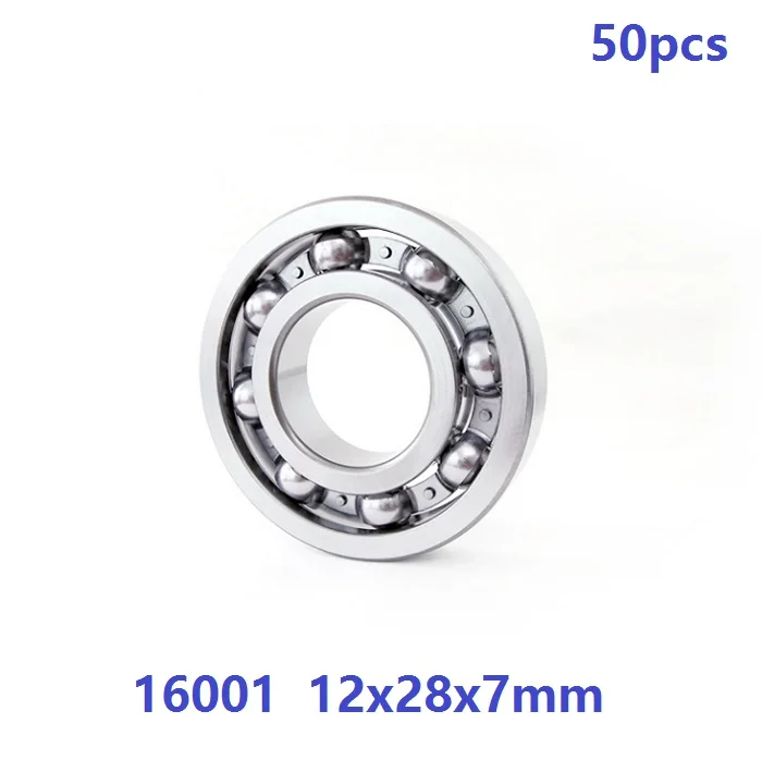 

50pcs/lot bearing 16001 open type 12x28x7 mm Deep Groove Ball bearing 12*28*7mm high quality