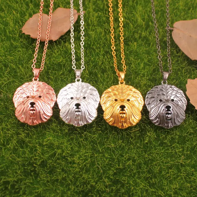 Old English Shepherd Dog Animal Pendant Necklace Gold Silver Plated Jewelry For Women Male Female Girls Cute AKC  N030