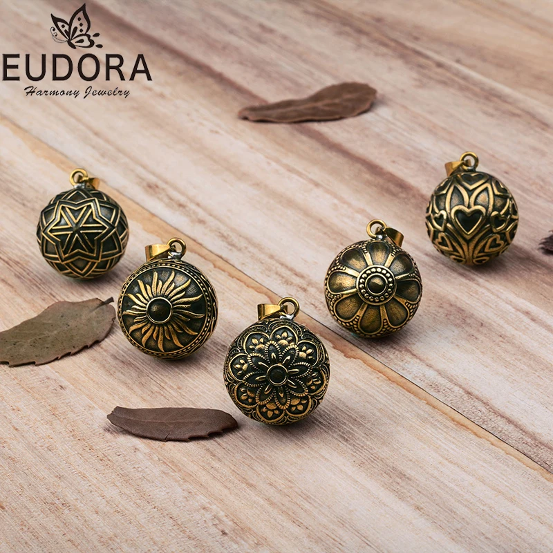 EUDORA 13 Style Harmony Ball Vintage Bronze Pendant Necklace Ball Mexican Pregnant Bola for Women Fashion Mother Jewelry Gift