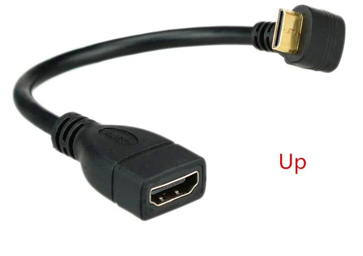 Up Down Right Left Angled Mini HD-to HD-Male To Female Cable 10cm For Laptop PC HDTV Type C Mini HDMI-compatible Angle Adapter