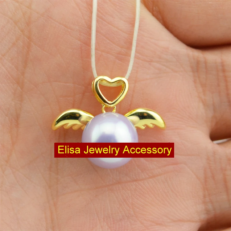 Elegant Angel Wings Pendant Holder S925 Sterling Silver Pendant Settings Women DIY Pearl Pendant Accessosry 5Pieces/Lot