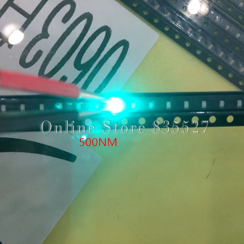 

4000pcs/lot LEDs 0603 / 1608 SMD light beads bright 500NM emerald / blue green Partial wave band LED light emitting diodes diode