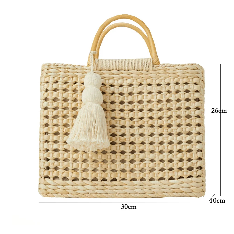 Summer Women Straw Beach Handbags Large Capacity Ladies Weave Shoulder Bag Fashion Tassel Hollow Out Female Messenger Tote Bags